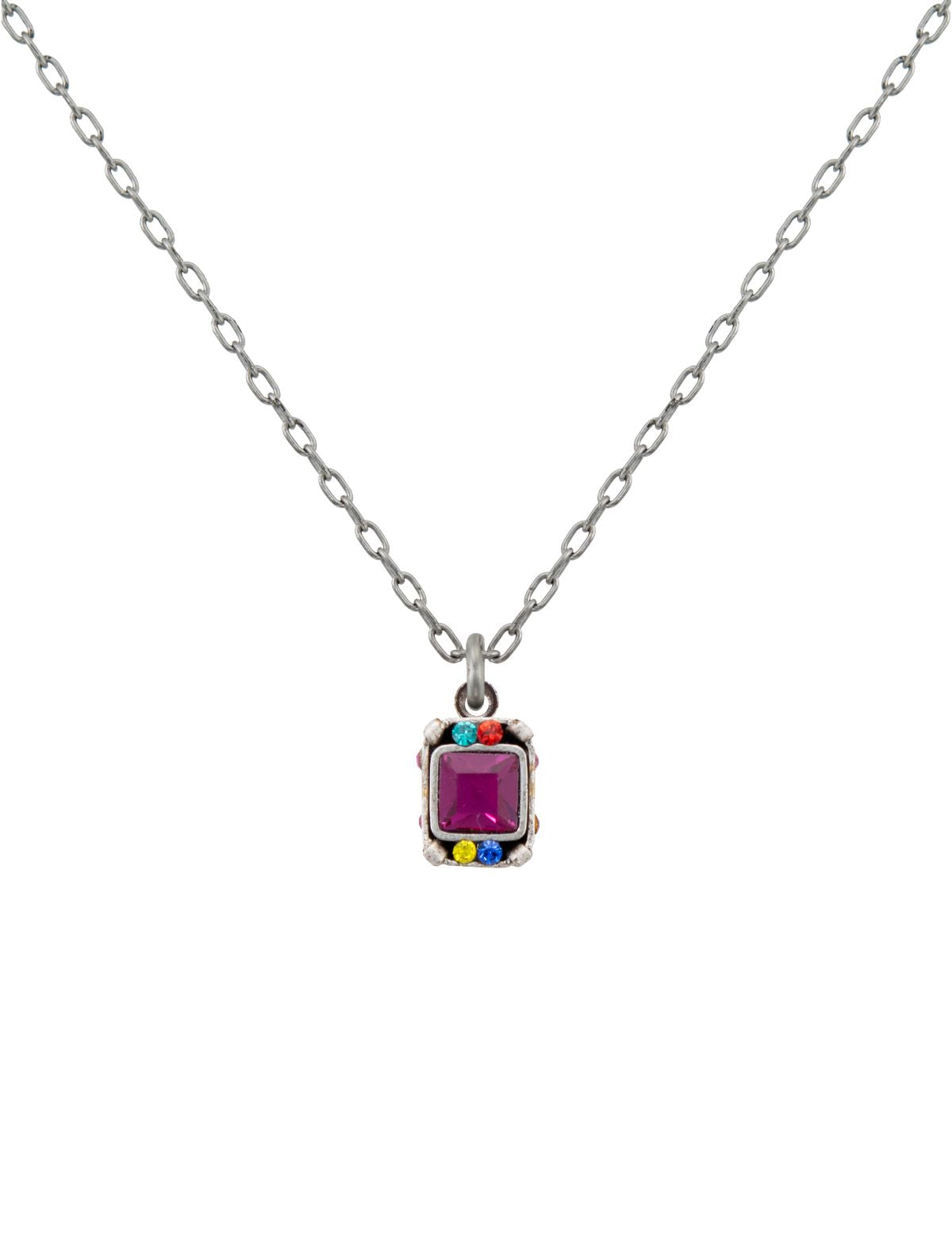 9047-MC Dulce Micro Square Necklace-Multicolor