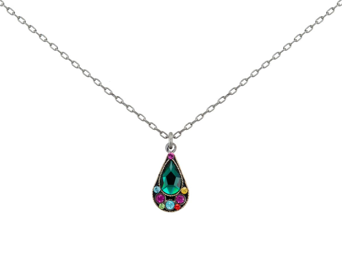 9051-EM Domas Simple Drop Necklace-Multicolor