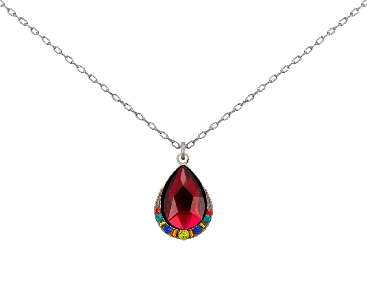 9052-SR Simple Drop Wide Pendant-Scarlet