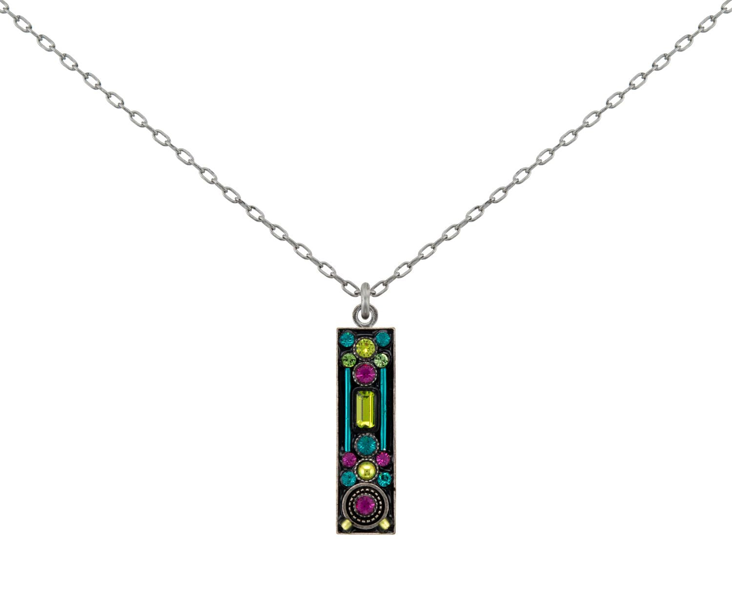 9053-CG Architectural Long Rectangle Pendant-Citrus Green