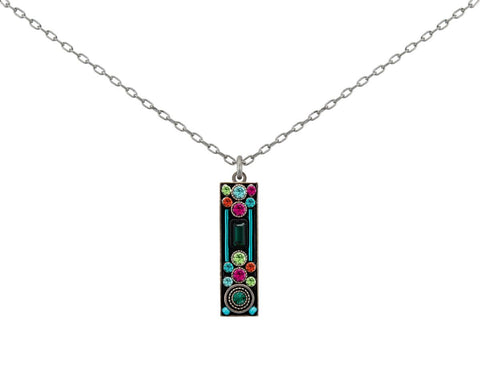 9053-EM Architectural Long Rectangle Pendant-Emerald