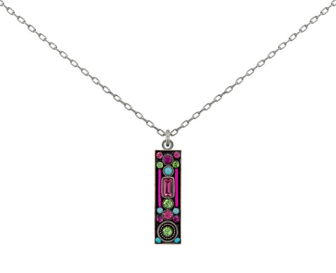 9053-ROSE Architectural Long Rectangle Pendant-Rose