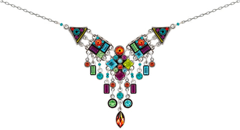 9054-MC Architectural Elaborate Necklace-Multicolor