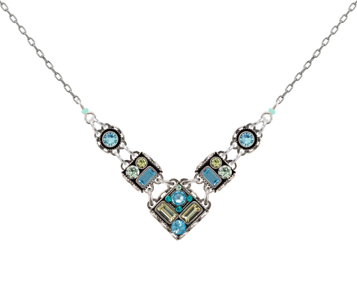 9056-AQ Architectural V Necklace-Aqua