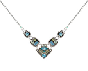 9056-AQ Architectural V Necklace-Aqua