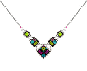 9056-CG Architectural V Necklace-Citrus Green