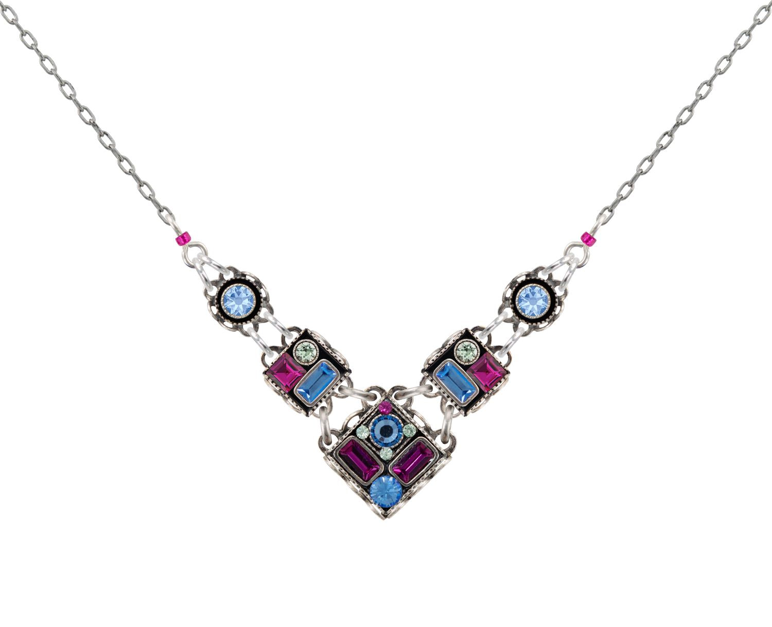 9056-LB Architectural V Necklace-Light Blue