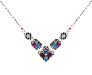 9056-LB Architectural V Necklace-Light Blue