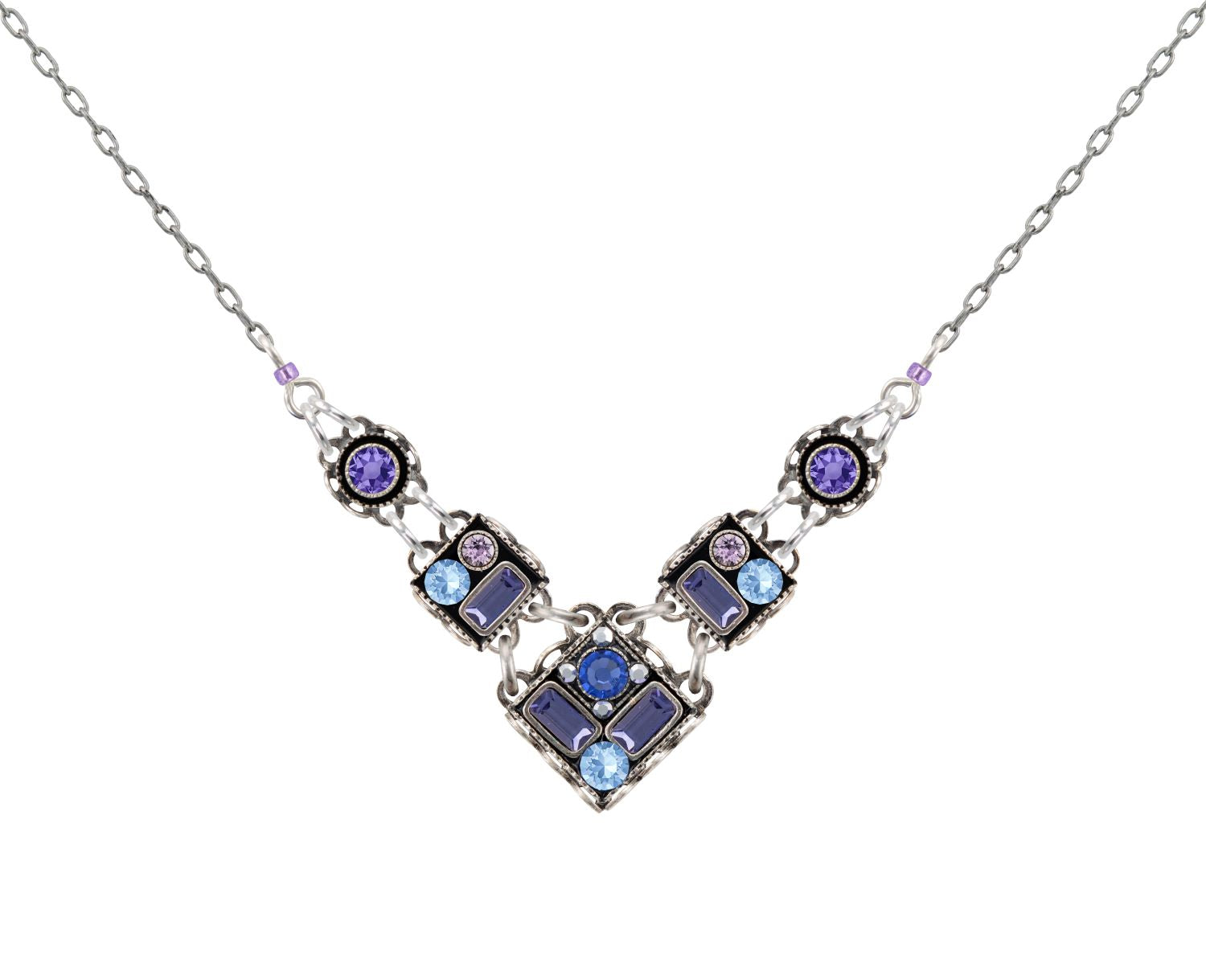 9056-TZ Architectural V Necklace-Tanzanite