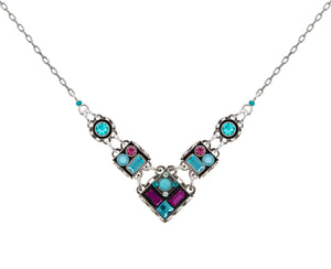 9056-TURQ Architectural V Necklace-Turquoise