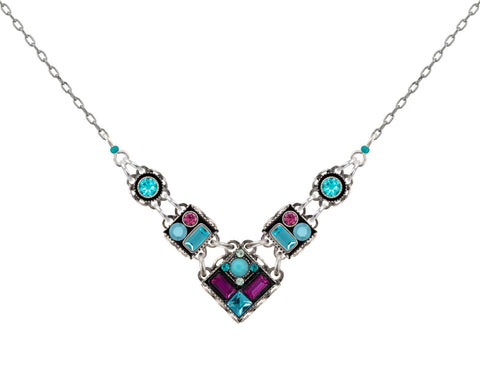 9056-TURQ Architectural V Necklace-Turquoise