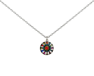 9066-MC Queen Bee Flower Pedant Necklace-Multicolor