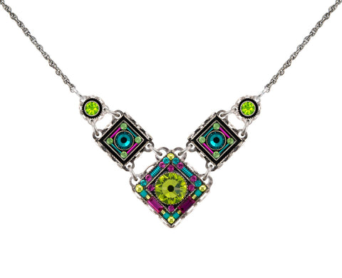 9080-CG Contessa/Geometric Small V Necklace-Citrus Green