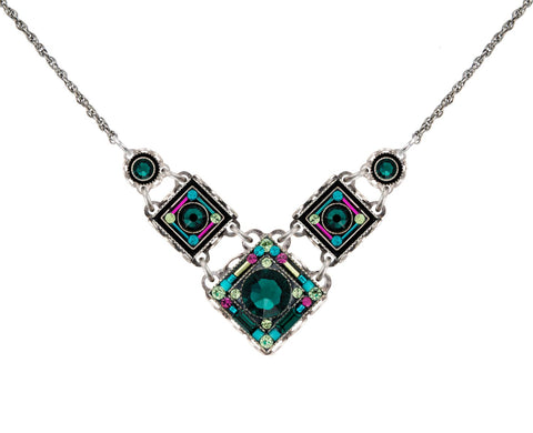 9080-EM Contessa/Geometric Small V Necklace-Emerald