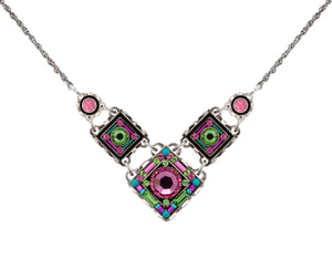 9080-ROSE Contessa/Geometric Small V Necklace-Rose
