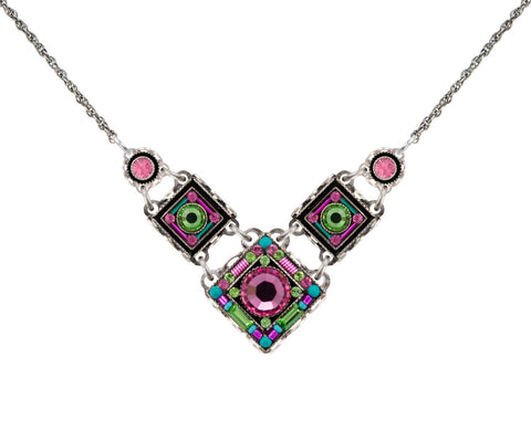 9080-ROSE Contessa/Geometric Small V Necklace-Rose