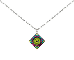 9081-CG Contessa/Geometric Diamond Pendant-Citrus Green