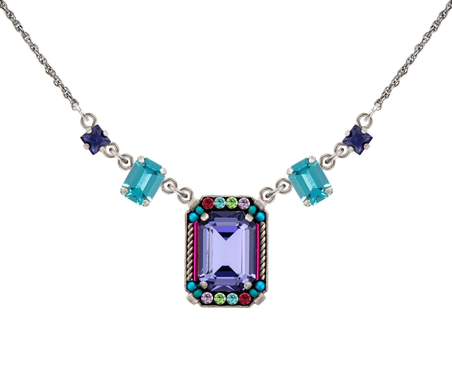 9092-MC Duchess Medium Pendant Necklace-Multicolor