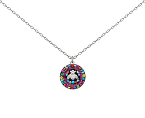 9106-MC Petite Bee Round Pendant-Multicolor