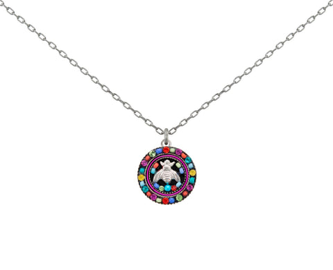 9106-MC Petite Bee Round Pendant-Multicolor