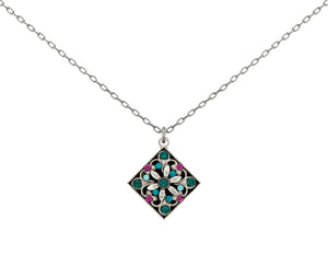 9114-EM Diamond Shaped Filigree Pendant-Emerald