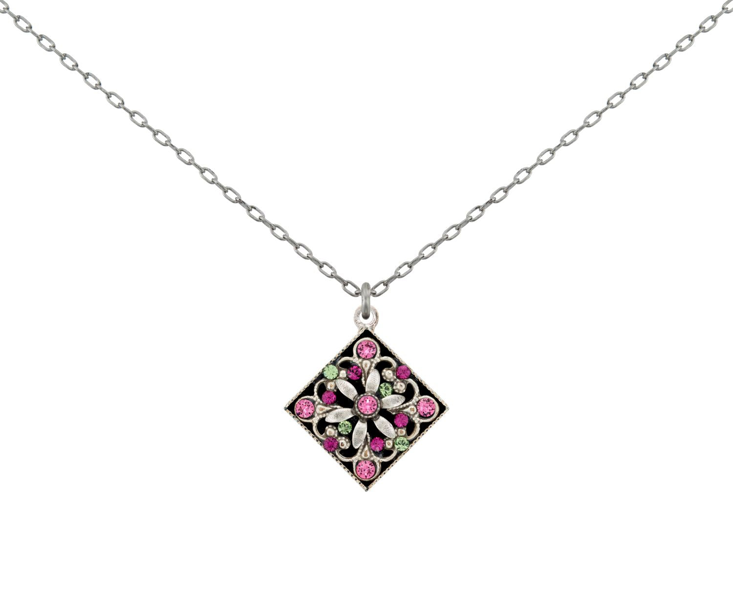 9114-ROSE Diamond Shaped Filigree Pendant-Rose