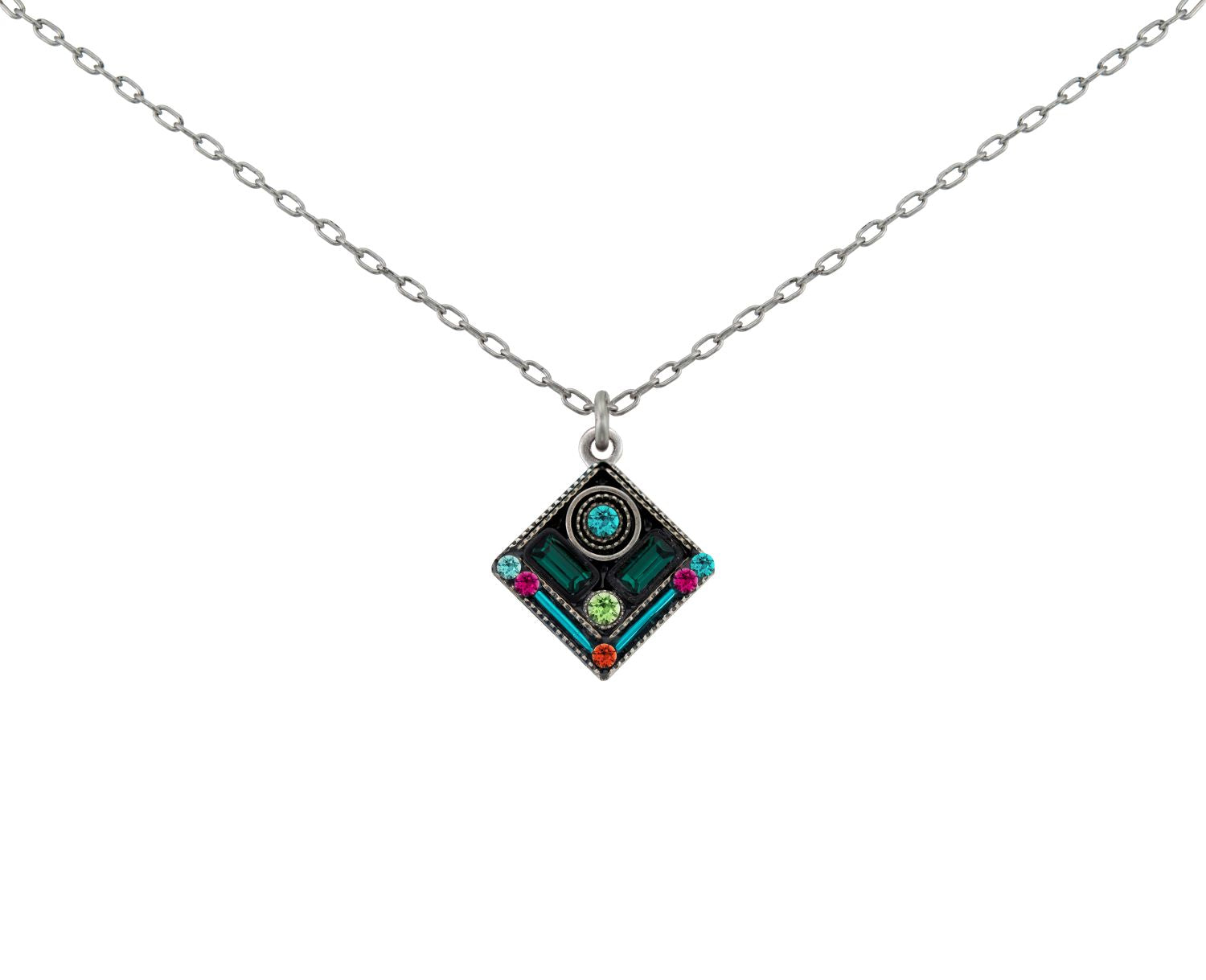 9121-EM-Architectural Diamond Pendant-Emerald