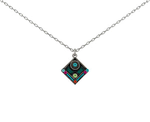 9121-EM-Architectural Diamond Pendant-Emerald