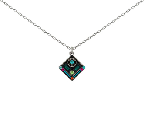9121-EM-Architectural Diamond Pendant-Emerald