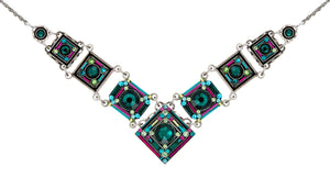 9123-EM - Contessa/Geometric Large V Necklace-Emerald