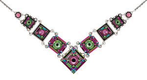 9123-ROSE Contessa/Geometric Large V Necklace-Rose