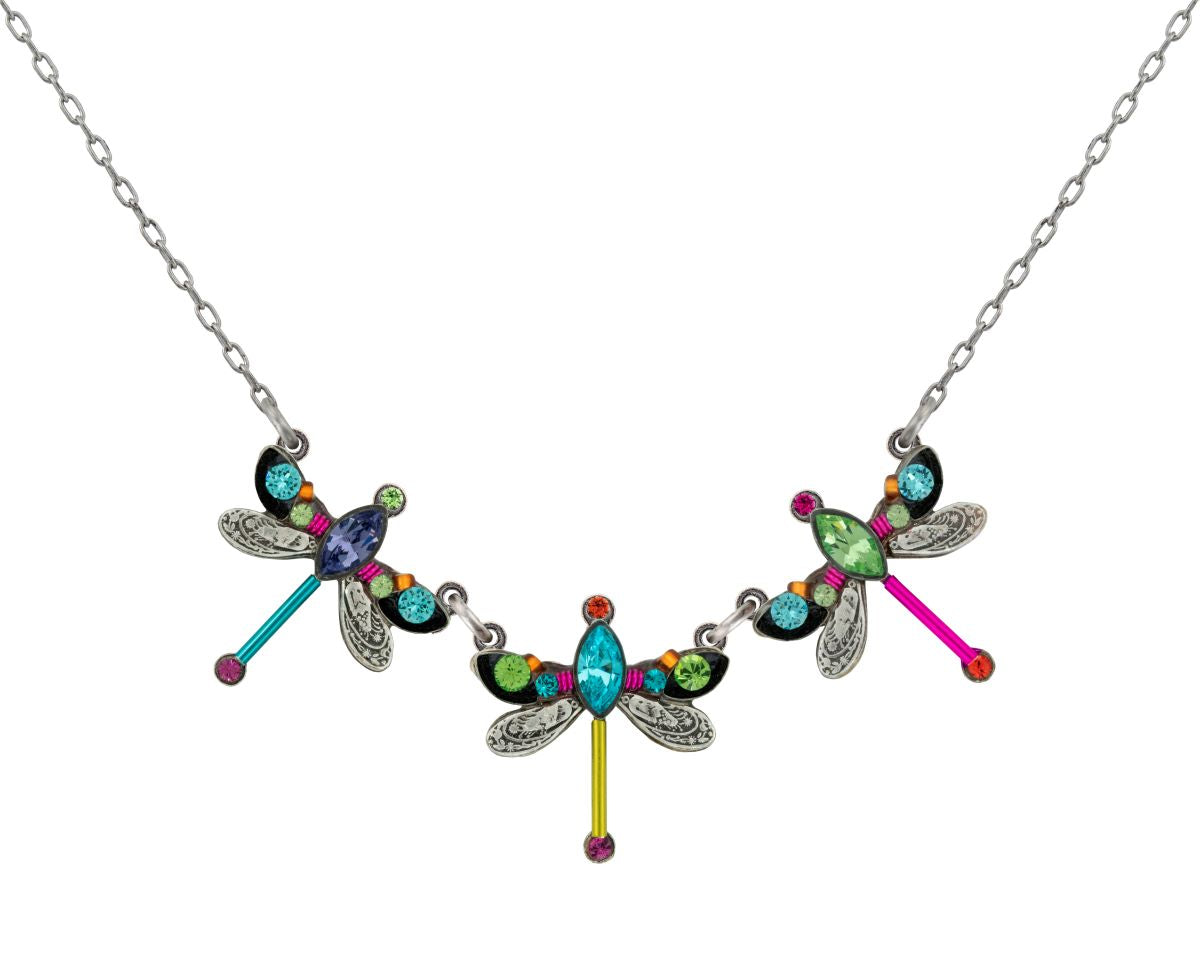 9125-MC Dragonfly Necklace-Multicolor