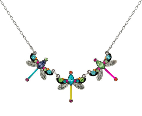 9125-MC Dragonfly Necklace-Multicolor