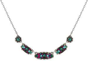 9146-EM- Sparkle Horizontal Oval Necklace - Emerald
