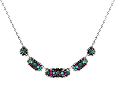 9146-EM- Sparkle Horizontal Oval Necklace - Emerald
