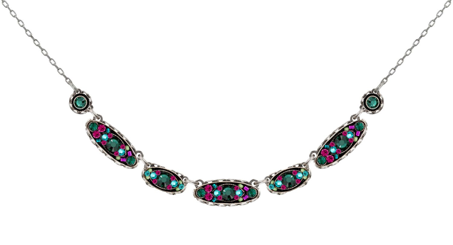 9147-EM-Sparkle Oval Necklace - Emerald