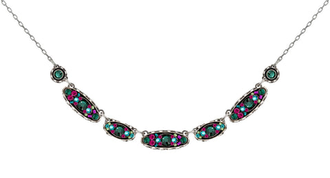 9147-EM-Sparkle Oval Necklace - Emerald