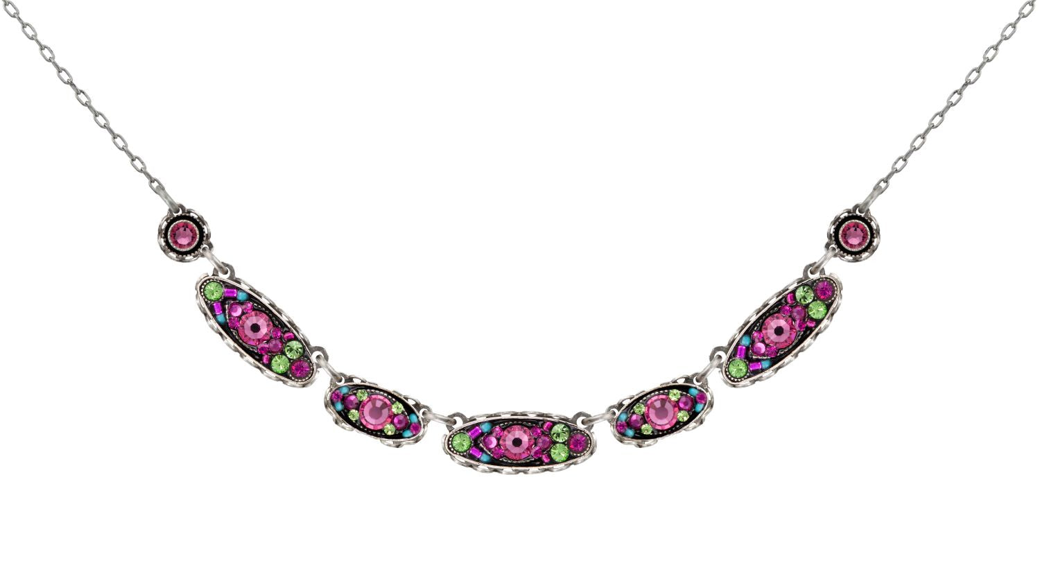 9147-ROSE Sparkle Oval Necklace-Rose
