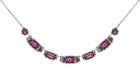 9147-ROSE Sparkle Oval Necklace-Rose