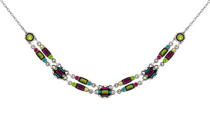 9148-CG - Architectural Petite Double Line Necklace - Citrus Green