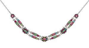 9148-ROSE- Architectural Petite Double Line Necklace-Rose