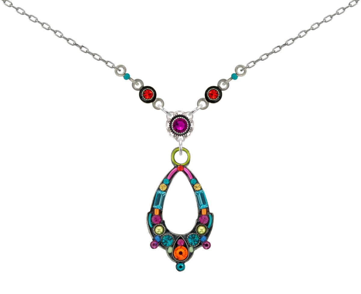 9149-MC Oval Hoop Pendant-Multicolor