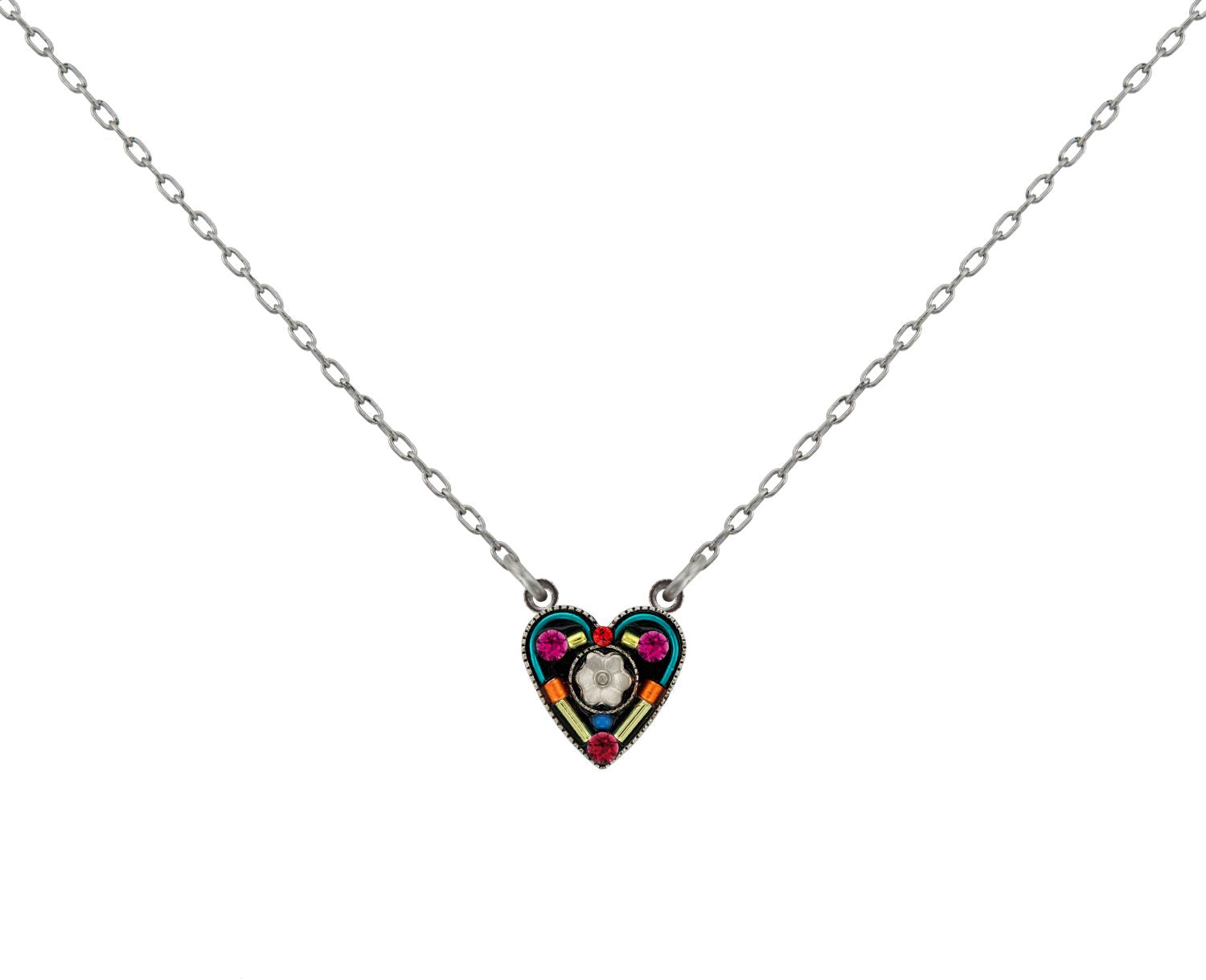 9154-MC Hearts & Flowers Petite Pendant-Multicolor