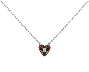 9154-MC Hearts & Flowers Petite Pendant-Multicolor