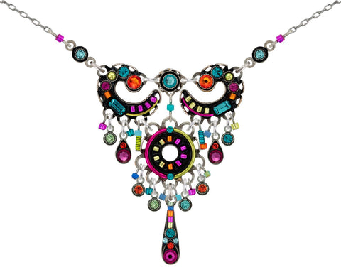 9159-MC Spiral Waterfall Necklace-Multicolor