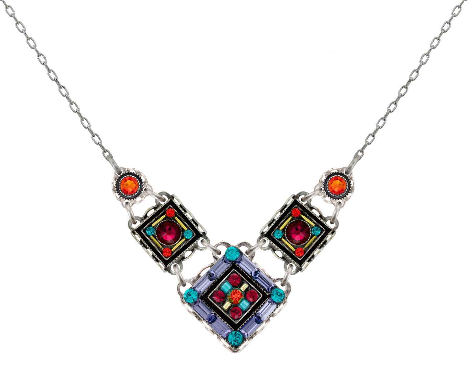 9165-MC La Dolce Vita Petite V Necklace-Multicolor