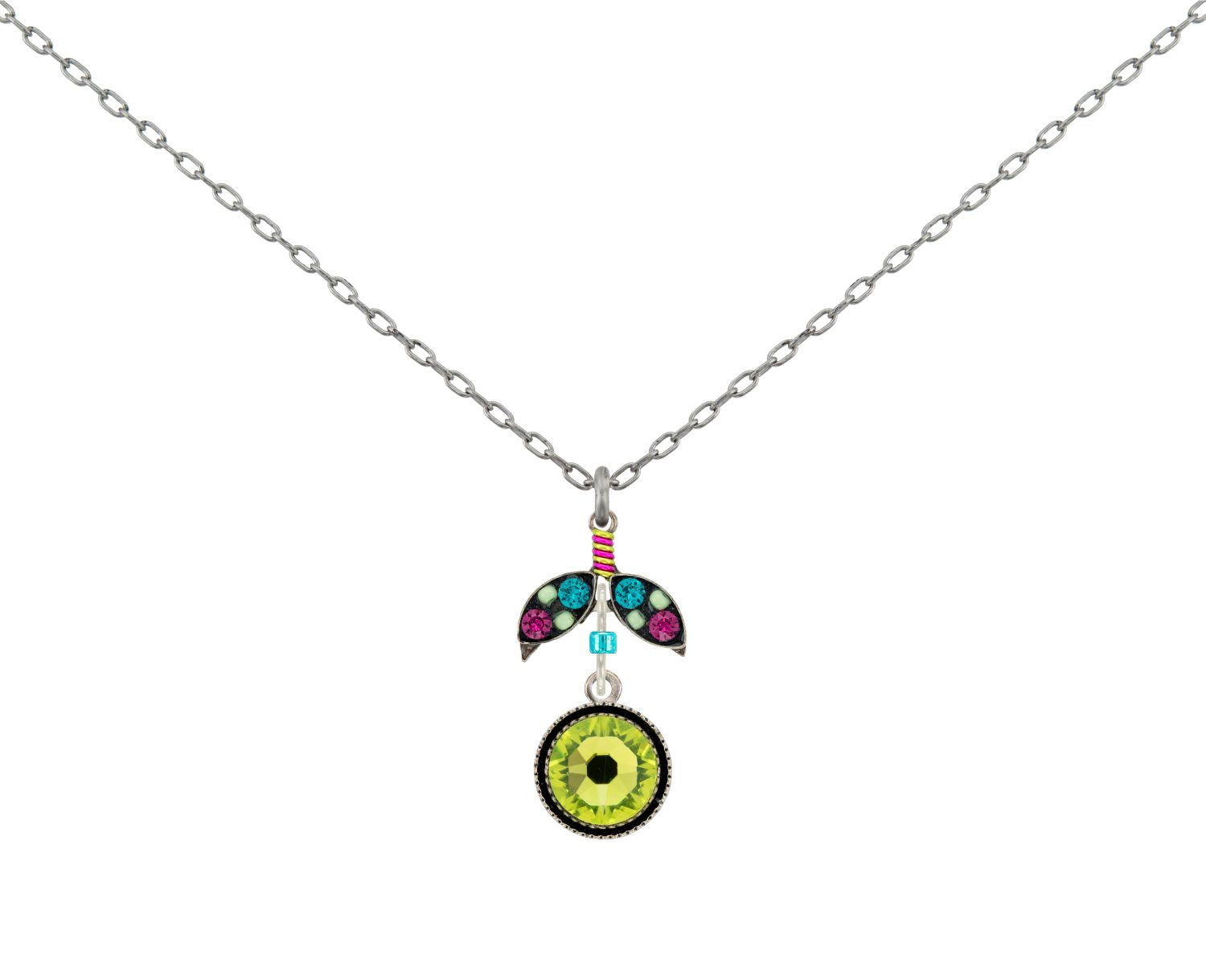 9168-CG Orange Pendant Necklace-Citrus Green