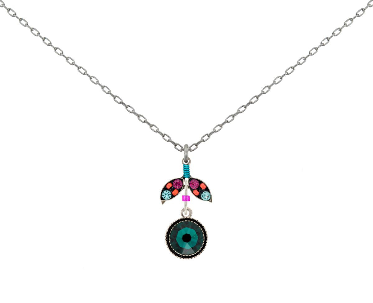 9168-EM Orange Pendant Necklace-Emerald