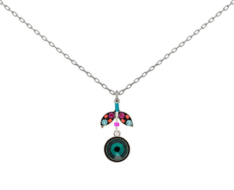 9168-EM Orange Pendant Necklace-Emerald