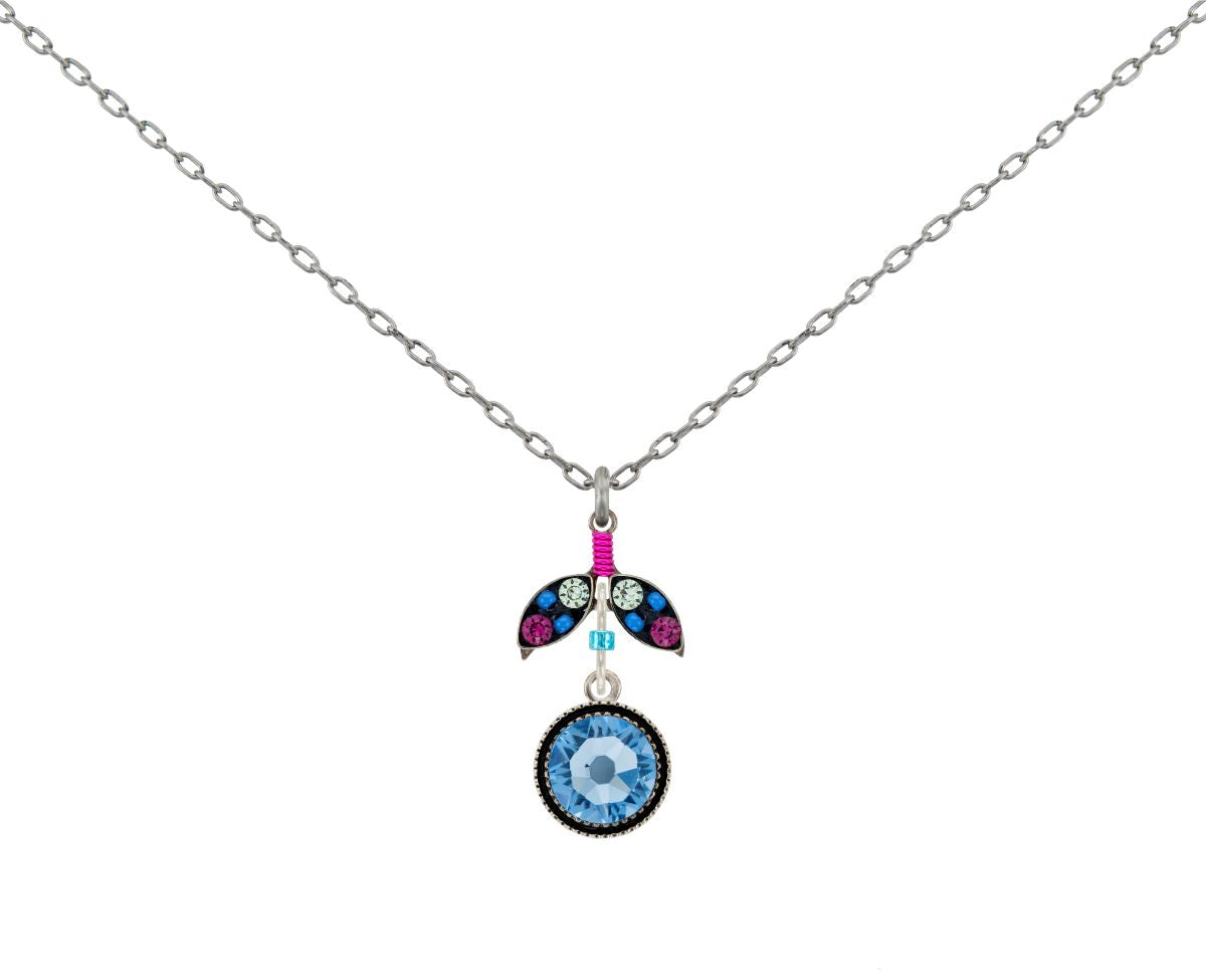 9168-LB Orange Pendant Necklace-Light Blue